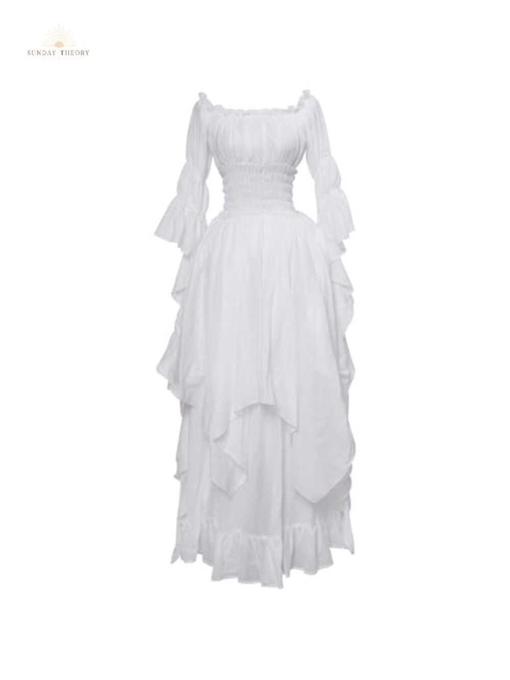 Victorian Renaissance Dress Off Shoulder Long Sleeve Cotton Fairy Witch Costume